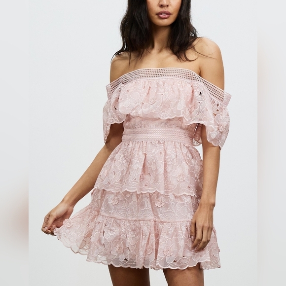 Self Portrait Blush 3D Flower Mini Dress - Picture 1 of 9